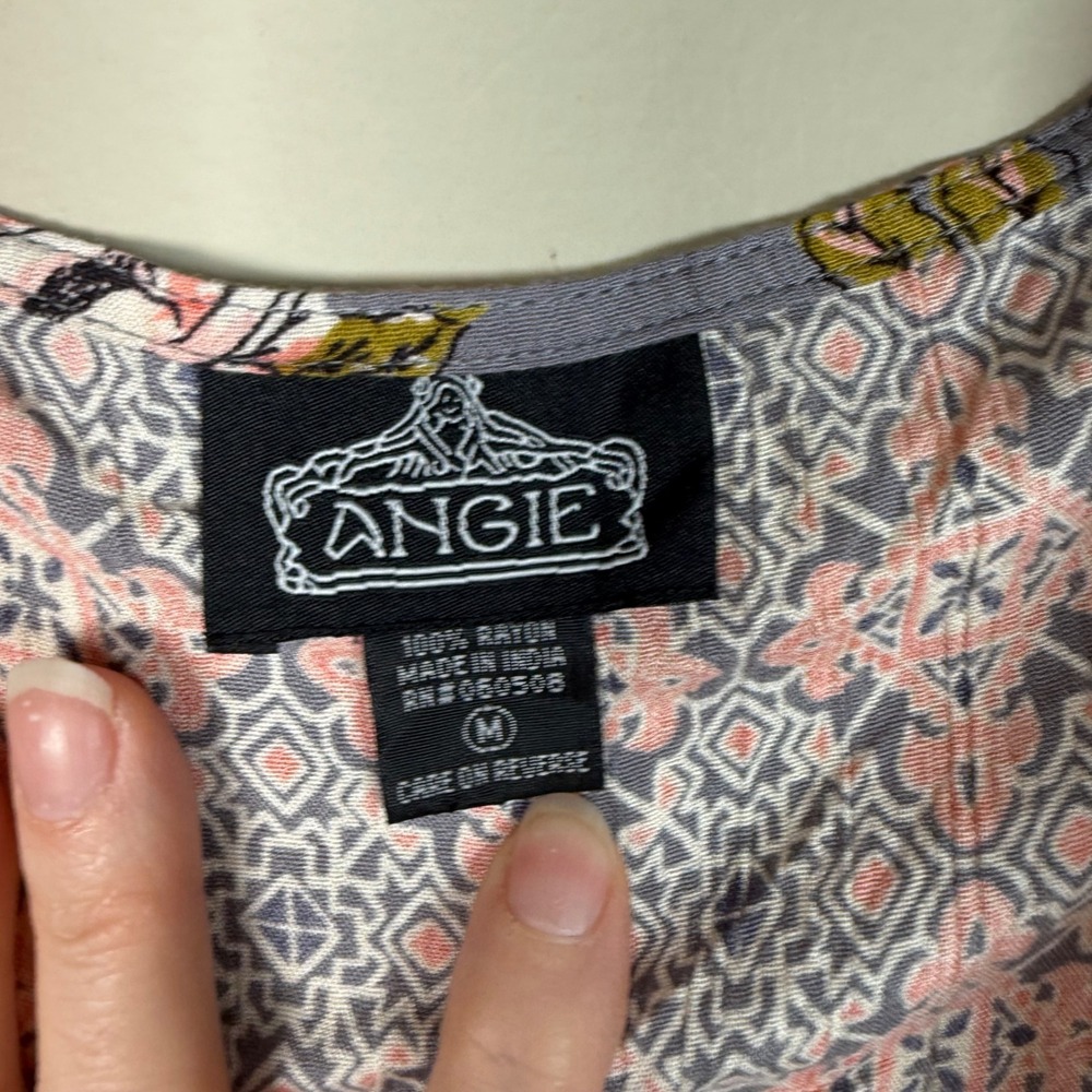 Angie Mixed Pattern Floral Boho Open Front Kimono Cardigan Medium - Picture 6 of 12